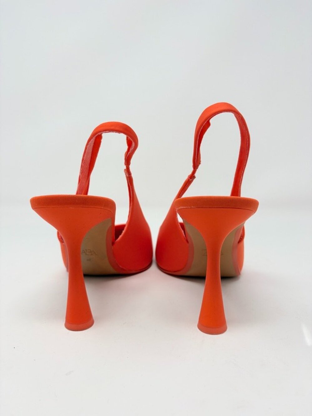 Zara Slingback Strap Pointed Toe Heels Matte Orange Size 39/8 - Picture 5 of 6